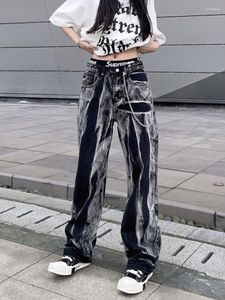 女性のジーンズズボンブラックレディースタイ染料dye女性パンツポケットストレートレッグヒッピーストリートウェアzオリジナルスパンスケア夏夏90年代