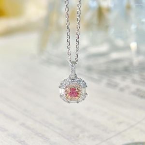 Chains CNZX2023 Fine Jewelry Solid 18K Gold Nature 0.100ct Pink Diamonds Pendants Necklaces For Women Birthday's Presents