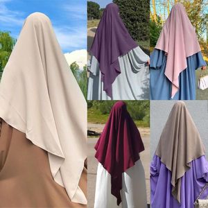 Roupas étnicas Dubai Turquia Mulheres Hijabs Muçulmano Cor Sólida Árabe Mulheres Turbante Islâmico Headdress Scrafs Oração Vestuário