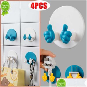 Hooks Rails New 4/2/1 Pcs Creative Wall Plug Holder Punch Adhesive Key Bag Hanger Hook Bathroom Towel Razor Rack Kitchen Tool Drop D Dhpy2