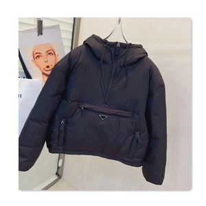 Designer de inverno mulheres jaqueta mulheres casaco triângulo curto com capuz meio zíper mulheres casaco de algodão à prova de frio esportes quentes casual versátil moda casal top parkas