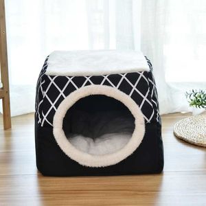 Canis Pens Dobrável Cães Pequenos Cama para Caixa Filhote de Cachorro Dormindo Mat Pad Suprimentos para Animais de Estimação Toda Temporada Geral Macio Quente Fechado Tipo Cat House 230907