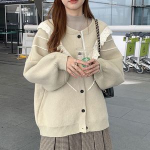 Kobiety dla kobiet 2023 Kobiety jesienne zima koreańska ko-drewniana płaszcze płaszcze żeńskie luźne dzianiny kurtki damskie długie rękawy płaszcze t493