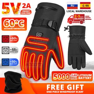 Ski Gloves Winter Gloves For Men Snowboard Women Touchscreen USB Heated Gloves Camping Waterresistant Hiking Skiing Moto Motorcycle Gloves 230907