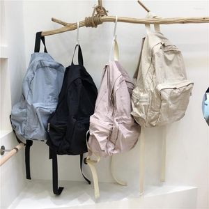 Backpack Korean Style 2023 Fashionable Waterproof Solid Color Commuter Casual Simple Canvas School Bags