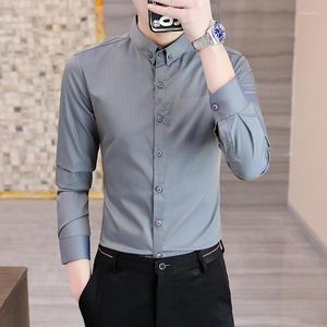 Camisas de vestido masculinas 2023 primavera estilo camisa de manga comprida versão coreana de plâncton bonito estilista de cabelo tendência