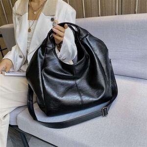 Totes Schwarze große Tragetaschen für Damen, große Kapazität, Hobo-Handtaschen, luxuriöse Umhängetasche aus weichem Leder, weiblich, einzigartige Shopper-Umhängetasche