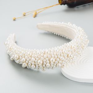 Headbands Fashion Luxury Baroque Sponge Women Full Pearl Hair Bands Wedding Headwear Party Accessories Black Headdress 230907