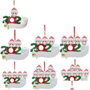 Decorações de Natal Ornamentos de PVC Personalizados Desenhos Animados Papai Noel Máscara Boneco de Neve Família 2 3 4 5 Linda Árvore Pendurada Pingentes Drop Del Dhht8