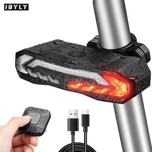 Luci per bici IBYLY Freno Fanale posteriore Indicatore di direzione Telecomando senza fili Lampada di svolta LED Impermeabile Allarme per bicicletta Antifurto posteriore 230907