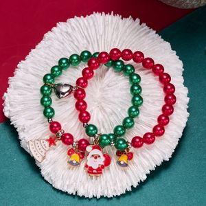 Perlenarmbänder für Frauen, Damen, Mädchen, buntes Magnet-Paar, Weihnachtsseil, gewebt, handgefertigtes Armband, Geschenk für Freunde, Großhandel