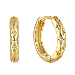 Серьги-кольца, роскошные серьги золотого цвета с цирконием и звездами для женщин и девочек, модные вечерние, свадебные украшения Y2K, Eh043