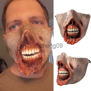 Party Masks Horror Zombie Mask Cosplay Creppy Biochemical Zombie Half Face Thriller Rotten Face Monster Latex Masks Halloween Costume Props x0907
