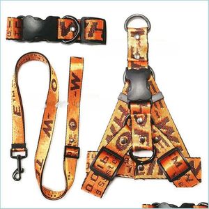 Dog Collars Leashes No Pl Dog Harness Designer Collars Leashes Set Letter Pattern Cats Harnesses Leash Safety Belt For Small Medium Otxdr