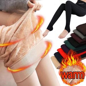 Women's Leggings Winter Warm Solid Thicken Velvet Thermal Legging High Waist Elastic Pants Push Up Tight Pantyhose Women Clothing