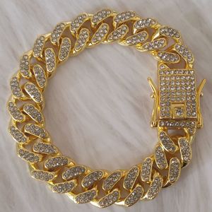 Bangle 13 mm Crystal Miami lodowane kubańskie łańcuch łańcucha dla mężczyzn kobiety pełne uroki łańcuch biżuterii bioder hurtowy prezent 230907