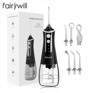 Oral Irrigators Fairywill Oral Irrigator Portable Water Flosser Dental Teeth Cleaning Waterproof USB Charge With 5 Jets For Braces TravelL0230908