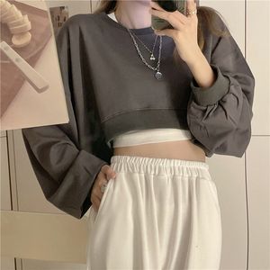 Bluzy bluzy bluzy męskie MEXZT Kobiety Seksowne stałe przycięte duże luźne luźne harajuku pullovers Spring Korean Chic Casual Y2K Tops 230906