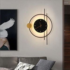 Wall Lamp Chandeliers Lights Modern Simple True Clock Living Room Bedroom Study Indoor Decorativeing Corridor Exhibition Hall