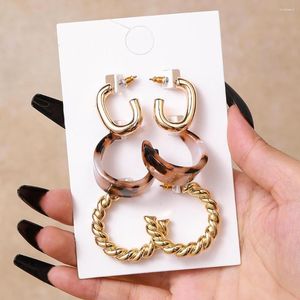 Stud Earrings Europe And The United States 3 Sets Of Creative Simple Acrylic C-shaped Chain Ear Ms. Ring
