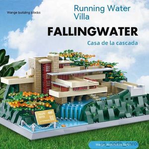 Blöcke Bau Berühmte Stadt Architektur Serie Bausteine Set Villa Cottage Fallingwater Spielzeug für Kinder R230907