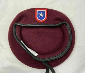 Berets US Army 82nd Airborne Division Wool Purplish Red Beret One Star Brigadier General Rank Hat All Disese