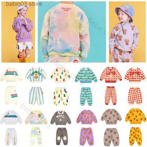 Kläderuppsättningar bebe varumärkeströjor Autumn Brand Baby Girl Boy Casual Sweatshirts Pant Set Cotton Long Sleeve T Shirt Kid Hoodies T230907