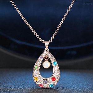 Colares de pingente de luxo lágrima multicolor colar de cristal para mulheres estilo étnico corrente no pescoço festa de noivado jóias dropship n022