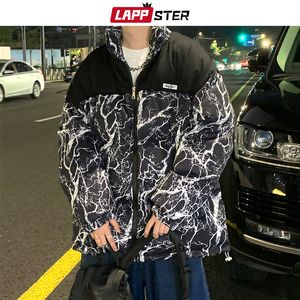 Parka da uomo in piumino LAPPSTER Y2k Parka giapponese streetwear invernale da uomo Hip Hop Piumini da esterno Pathcowrk Tree Print Bubble Coat 230906