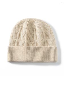 Berretti MELILAMB Cappello in puro cashmere da donna invernale lavorato a maglia fiore intrecciato moda addensare cappelli a cuffia caldi berretti unisex in tinta unita