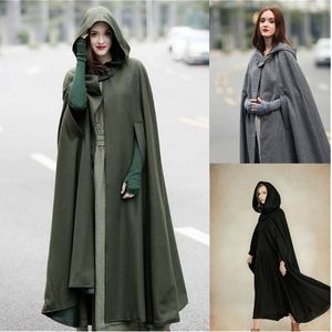 European and American hooded shawl extended Women's Cape coat woman Outerwear