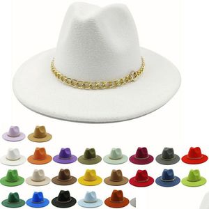 Ampla borda chapéus balde roxo fedoras chapéu panamá feltro para masculino jazz igreja top boné britânico mulheres homens drop entrega acessórios de moda dhys4