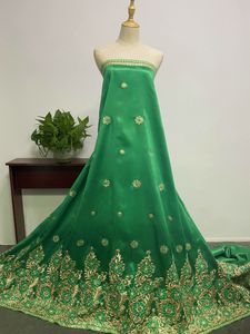 Джордж Кружевная Ткань Шелковый Зеленый 5 ярдов Швейная Вышивка Африканские Женщины Свадебное Платье Банкетная Вечеринка Высокое Качество Нигерийский Текстиль Вечерний Ужин Одежда Новый YQ-5018