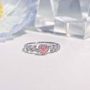 Cluster Rings CNZX2023 Fine Jewelry Real 18K Gold 0.200ct Pink Diamonds Wedding Engagement Female For Women Ring TX