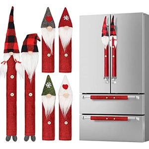 Altre forniture per feste festive Gnomo Natale Copri maniglia per frigorifero Set di 8 adorabili elettrodomestici da cucina svedesi Tomte Piatto per forno a microonde 230907