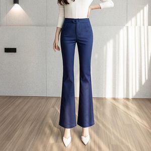 Women's Pants Korean Work Black Flare Woman Slim Wide Leg High Waist Suit Female Capris Autumn Office Wear Women Trousers Mom