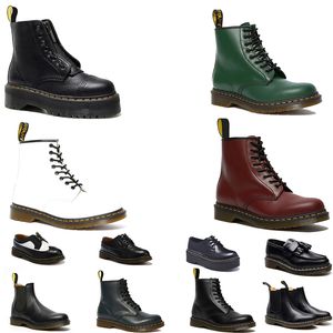 Boots Brand Women Men Men's Boots Martens نصف جودة الجلود السوداء الأسود أحذية سوداء صلبة من الذكور أحذية الأحذية المقاومة للماء 36-44 أحذية منصة الحجم 44