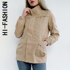 Kadın trençkotları hif moda kadınlar çift katmanlı rüzgarlık sonbahar gündelik ince ceket moda artı boyut 4xl standup yakası bayan ceket 230906