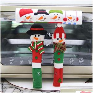 クリスマスデコレーション3PC/セットキッチンアプライアンスハンドルERES電子レンジ冷蔵庫冷蔵庫布アンチスキッドドロップ配達ホームガードDHVHE