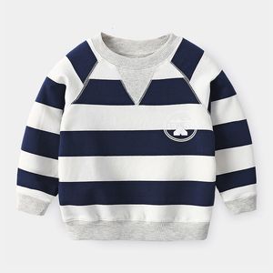 Pullover Frühling Herbst Mode 2 3 4 5 6 7 8 9 10 Jahre Langarm Gestreifter Print Pullover Hübsches Sweatshirt für Kinder Baby Junge 230907