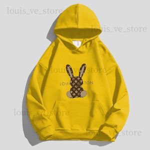 Felpe con cappuccio da uomo Felpa con cappuccio arancione Divertenti Felpe con stampa di coniglio Cotone Bad Bunny Felpa con cappuccio viola con cappuccio Maglione Felpe sportive Uomo Pullover Donna Tuta Casual GFWG