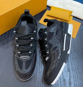2023 Luxury Brand Men Skate Sneaker Shoes Technical Mesh Python-Styled gummisultränare präglade läder casual blommig mångsidig skateboard promenad