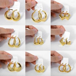 Hoop Earrings Diana Baby Jewelry 18k Gold Color Women Ear Clips Piercing Simple Korean Design Daily Wear Party Wedding Gift