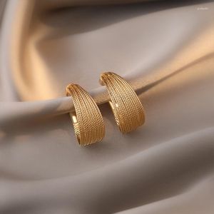 Dangle Earrings C-type Metal Brushed Exaggerate Style Multi Layered Light Luxury Gold Plated Premium