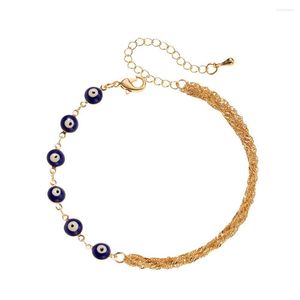Anklets 2023 Fashion Jewelry Gold Justerbar kedja Eye for Women Vintage Copper Emamel Anklet Summer Accessories