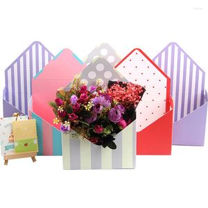 Confezione regalo Busta romantica a righe Portafiori per fiorista Bouquet di carta per imballaggio per decorazioni per feste di fidanzamento di nozze