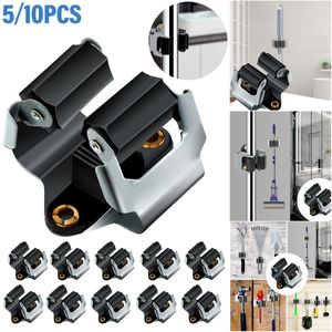 Suportes de armazenamento Racks 5/10 unidades Suporte de vassoura para esfregão montado na parede Clipes de armazenamento de jardim Rack com parafusos Lidar com ferramentas de suspensão para casa Cozinha Banheiro Clip 230906