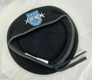 Berets amerykańska armia piechoty pułk piechoty czarny wełna oficer 4star generał ranga wojskowego czapki wszystkie rozmiary