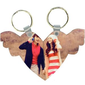 Party Favor Wing Shape Key Buckle Sublimation Blanks Mdf Chain Diy Pattern Metal Love Heart Car Ring Valentines Day Rre15269 Drop Deli Dh6Aj