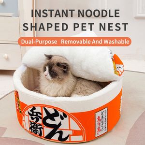 penne per canili Noodle istantanei Pet Dog Cat Funny House Kennel Super Large Warm Nest Beds Cuscino Udon Cup Bed Accogliente 230906